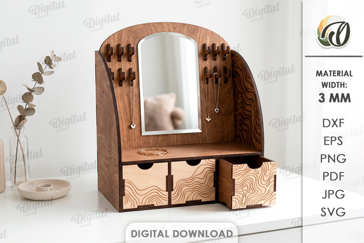 3D Jewelry Stand Laser Cut. Jewelry Organizer SVG