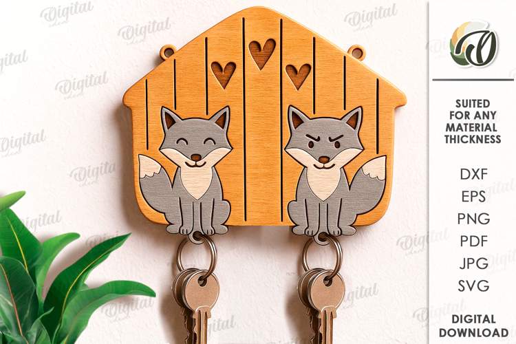 3D Key Holder Laser Cut. Wooden Key Holder Rack SVG