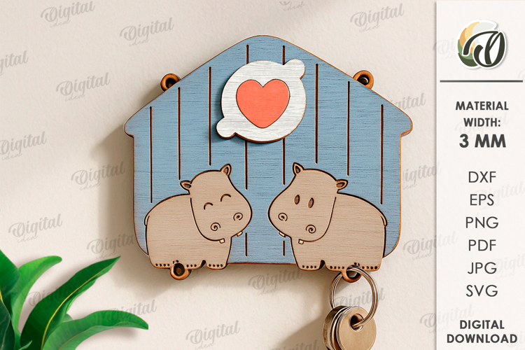 3D Key Holder Laser Cut. Wooden Key Holder Rack SVG