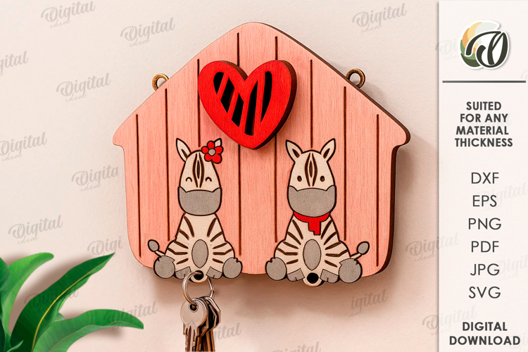 3D Key Holder Laser Cut. Wooden Key Holder Rack SVG