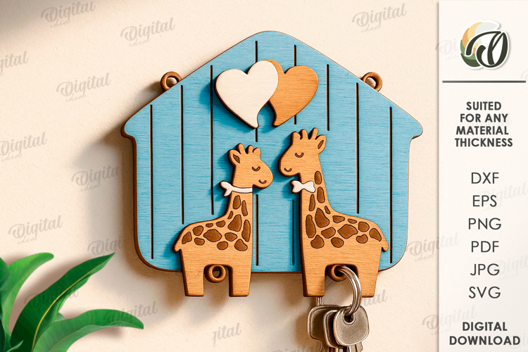 3D Key Holder Laser Cut. Wooden Key Holder Rack SVG