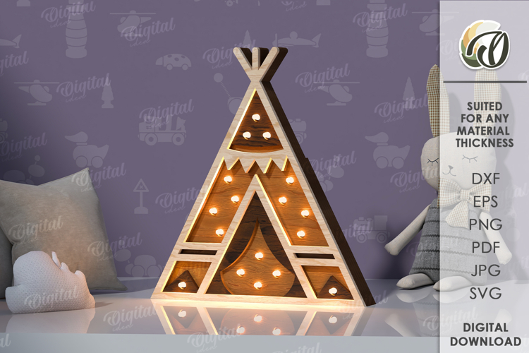 Wooden Kids Led Nightlight Laser Cut. Kids Night Lamp SVG