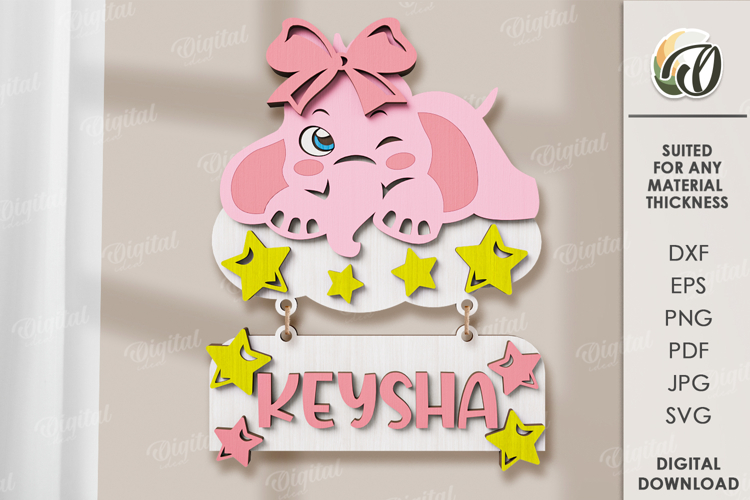 Wooden Kids Name Sign Laser Cut. Kids room wall decor SVG