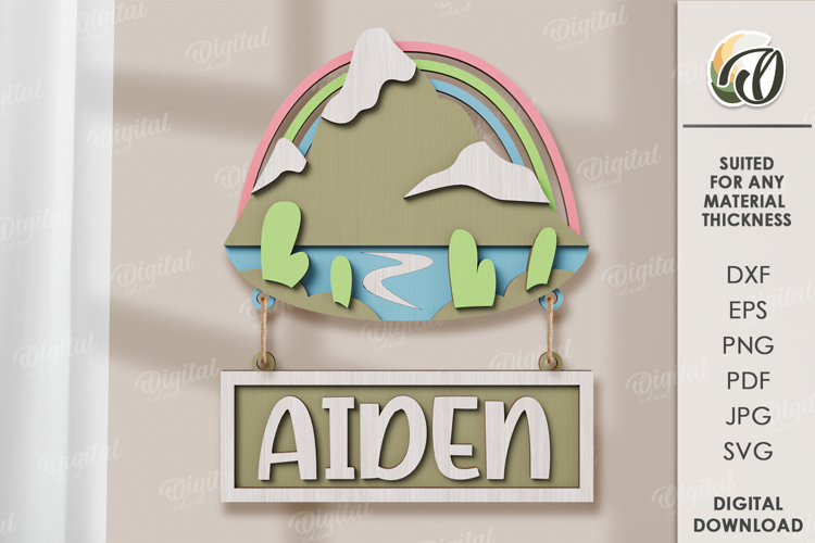Wooden Kids Name Sign Laser Cut. Kids room wall decor SVG