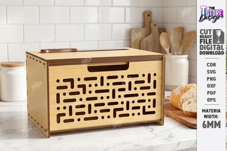 Kitchen Bread Box Laser Cut | Kitchen Counter Organizer |CNC