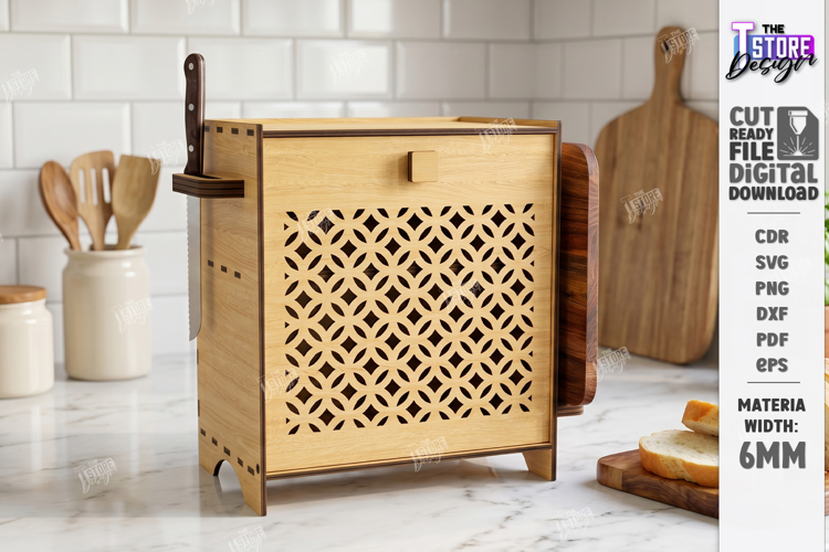 Kitchen Bread Box Laser Cut | Kitchen Counter Organizer |CNC