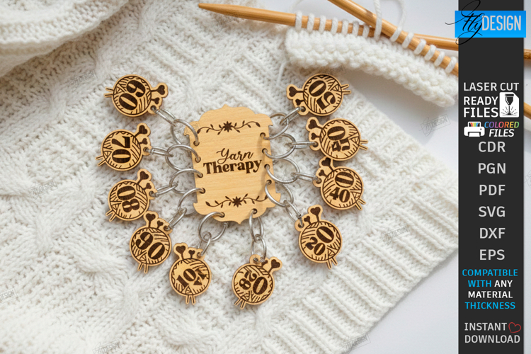 Knitting Stitch Markers Laser Cut | Crochet Progress Keeper
