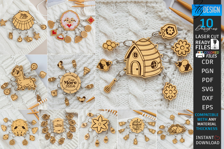 Knitting Stitch Markers Laser Bundle|Crochet Progress Keeper