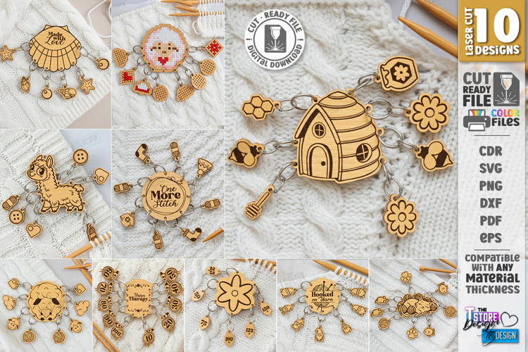 Knitting Stitch Markers Laser Bundle|Crochet Progress Keeper