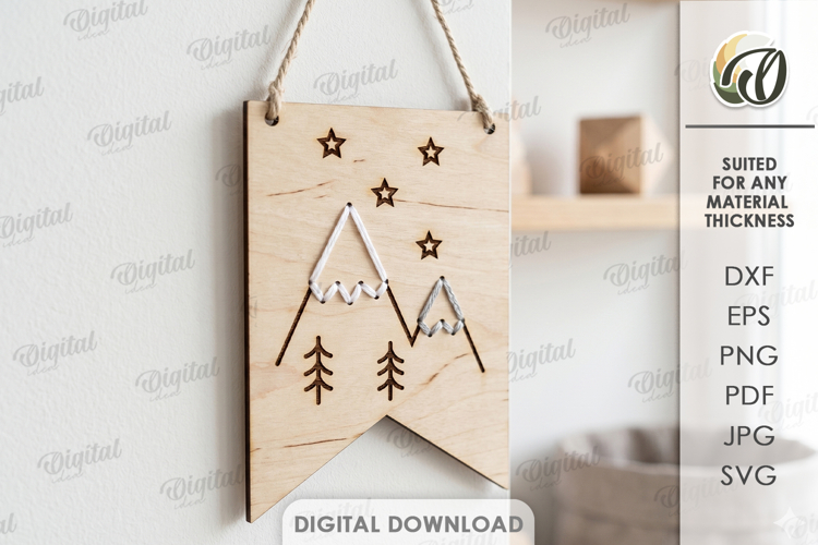 Lacing Banner Laser Cut. Nursery Wall Decor.Bunting Flag SVG example image 1