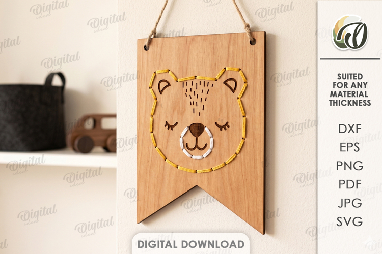 Lacing Banner Laser Cut. Nursery Wall Decor.Bunting Flag SVG example image 1