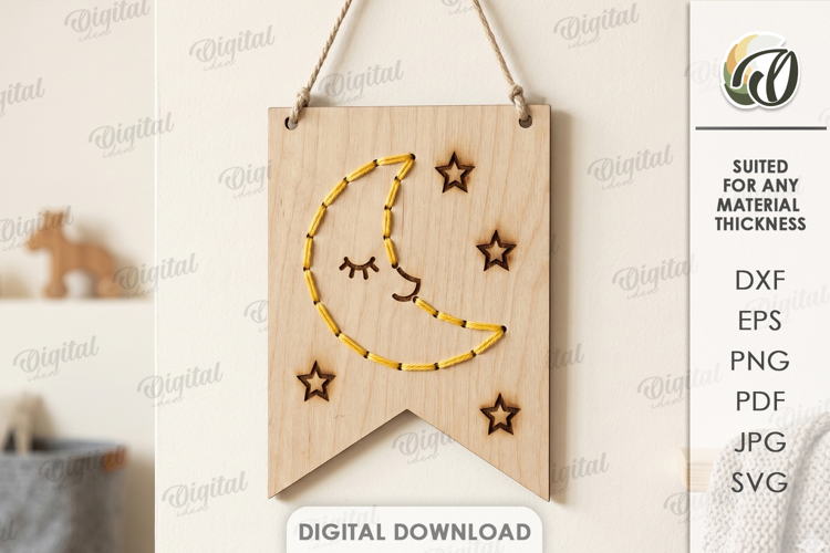 Lacing Banner Laser Cut. Nursery Wall Decor.Bunting Flag SVG example image 1
