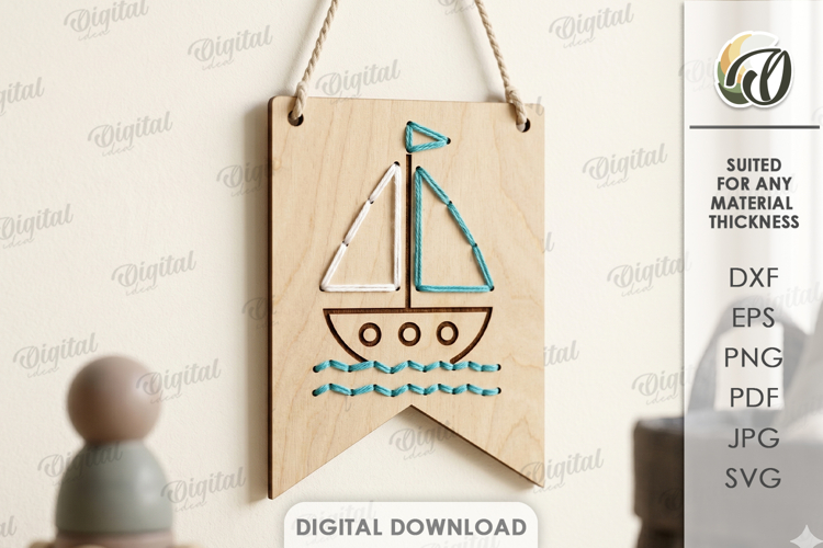 Lacing Banner Laser Cut. Nursery Wall Decor.Bunting Flag SVG example image 1