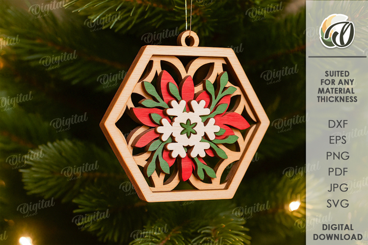 Christmas Layered Ornament Lasercut.Christmas Tree Decor SVG