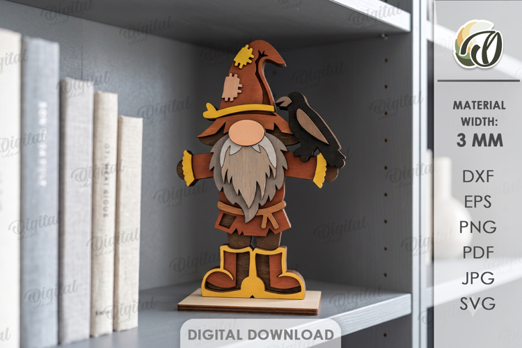 3D Layered Gnome Laser Cut. Standing Decor SVG