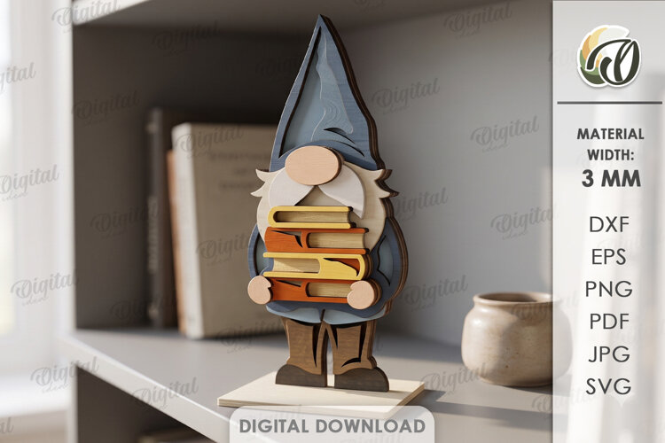 3D Layered Gnome Laser Cut. Standing Decor SVG example image 1