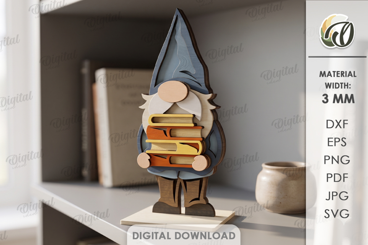 3D Layered Gnome Laser Cut. Standing Decor SVG