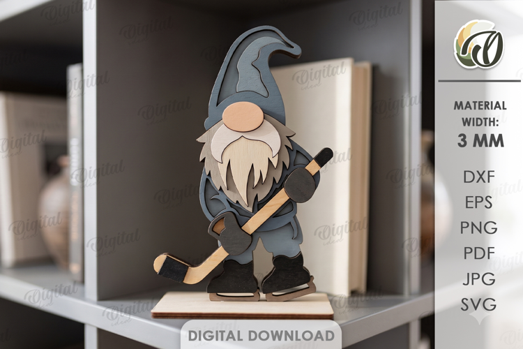 3D Layered Gnome Laser Cut. Standing Decor SVG
