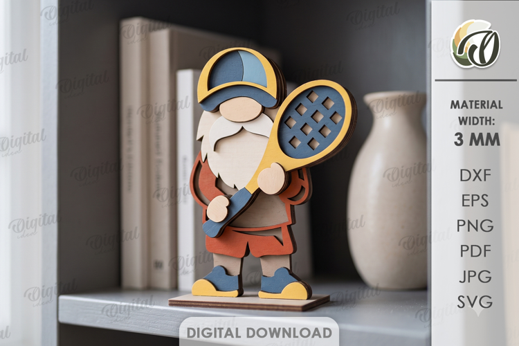3D Layered Gnome Laser Cut. Standing Decor SVG