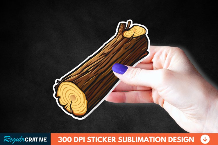 Wooden Log Sticker Clipart, Sticker PNG Clipart example image 1