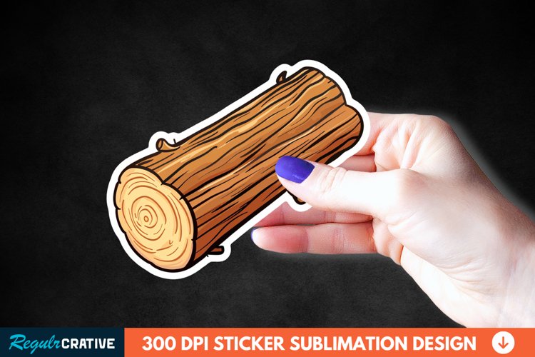 Wooden Log Sticker Clipart, Sticker PNG Clipart example image 1