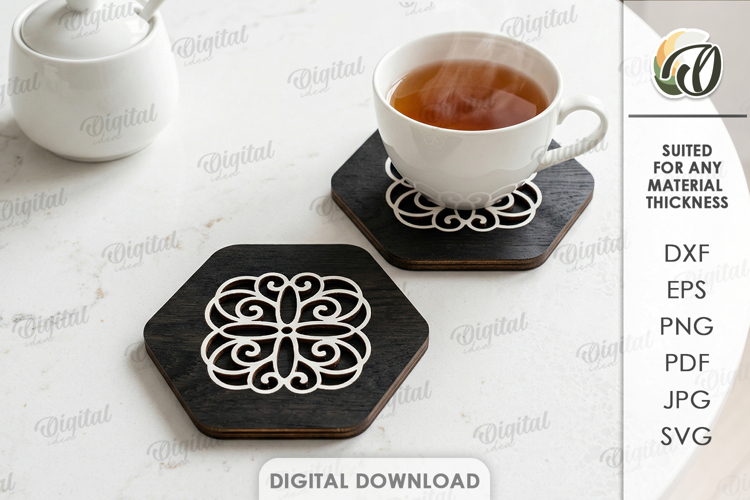 3D Mandala Coaster Laser Cut. Kitchen coaster SVG