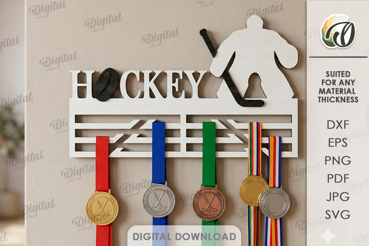 3D Medal Holder Laser Cut. Medal Wall Hanger. Hockey SVG