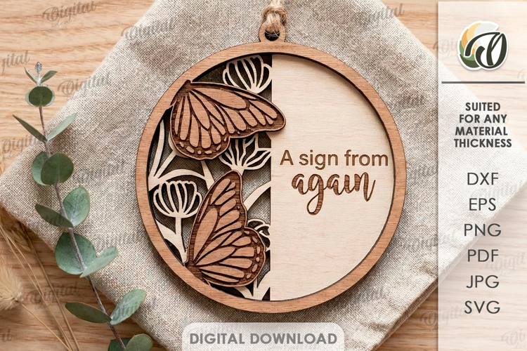3D Memorial Ornament Laser Cut. Hanging Ornament SVG