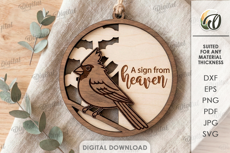 3D Memorial Ornament Laser Cut. Hanging Ornament SVG