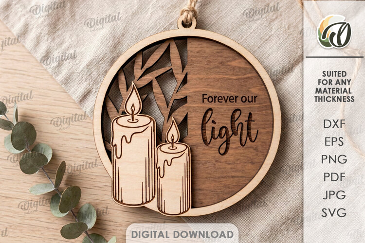3D Memorial Ornament Laser Cut. Hanging Ornament SVG example image 1