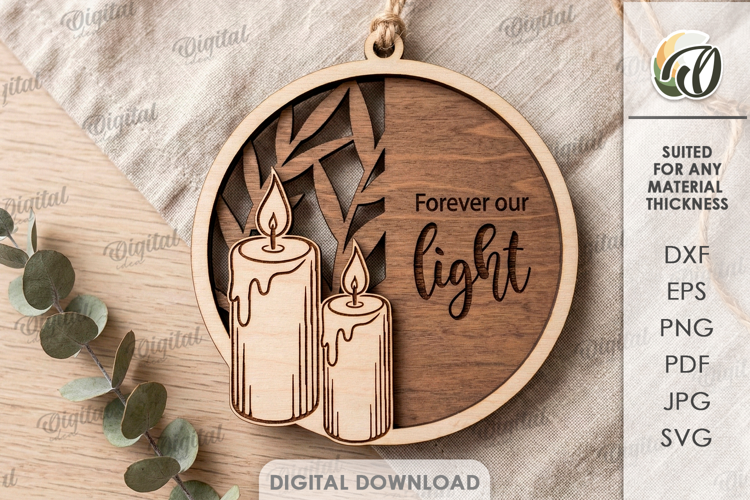 3D Memorial Ornament Laser Cut. Hanging Ornament SVG
