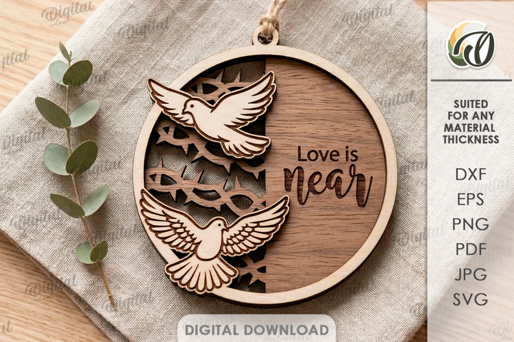 3D Memorial Ornament Laser Cut. Hanging Ornament SVG