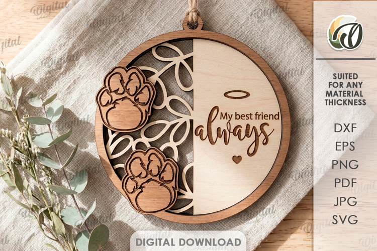 3D Memorial Ornament Laser Cut. Hanging Ornament SVG