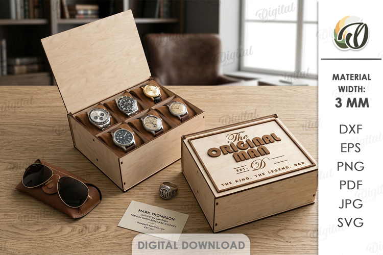 3D Mens accessories box Laser cut. Gift Box SVG
