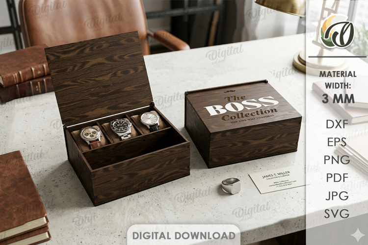 3D Mens accessories box Laser cut. Gift Box SVG