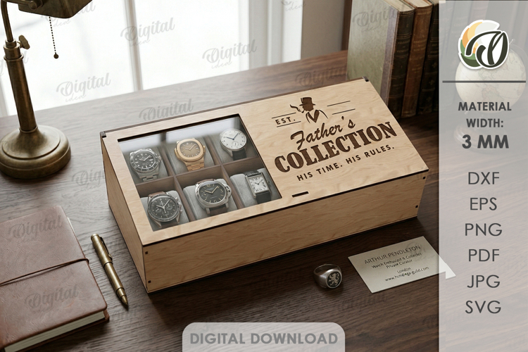 3D Mens accessories box Laser cut. Gift Box SVG