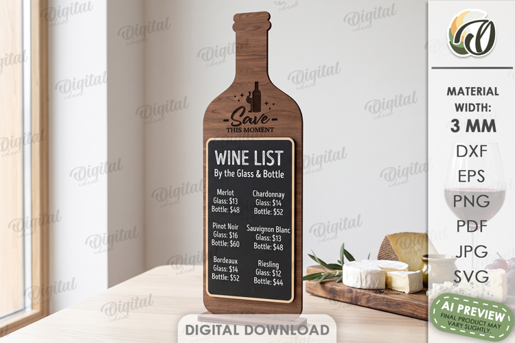 Restaurant Menu Holder Laser Cut. Wine List Holder SVG
