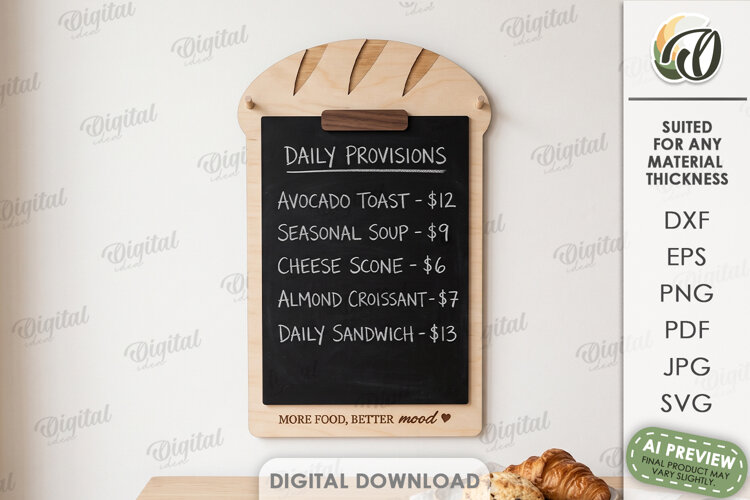 Restaurant Menu Holder Laser Cut. Cafe Menu Board SVG example image 1