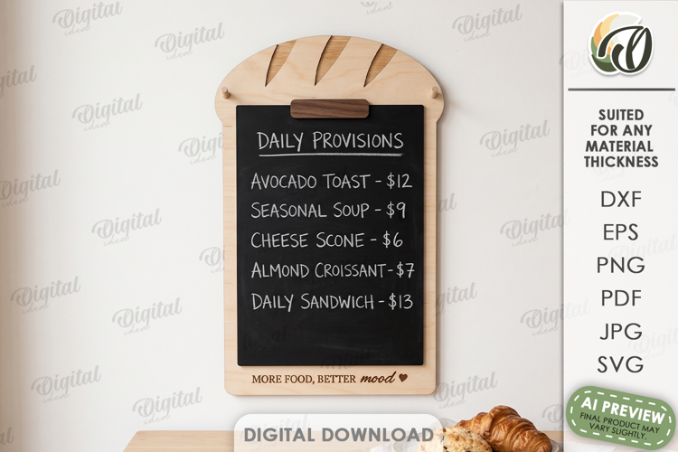 Restaurant Menu Holder Laser Cut. Cafe Menu Board SVG