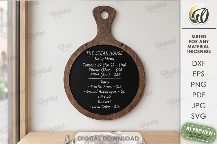 Restaurant Menu Holder Laser Cut. Daily Menu Board SVG