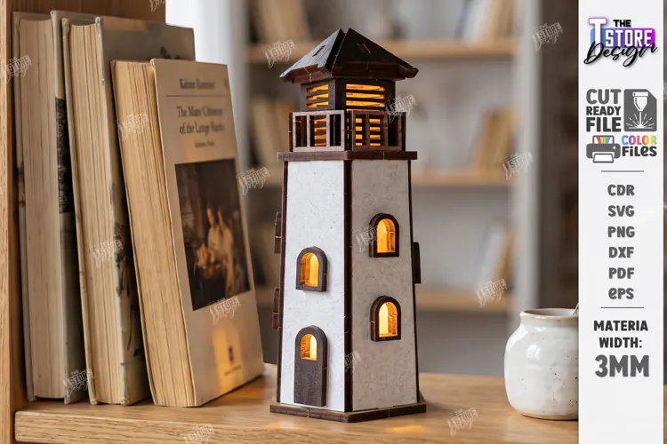 Mini House Nightlight Laser Cut | 3D Night Light |Lighthouse