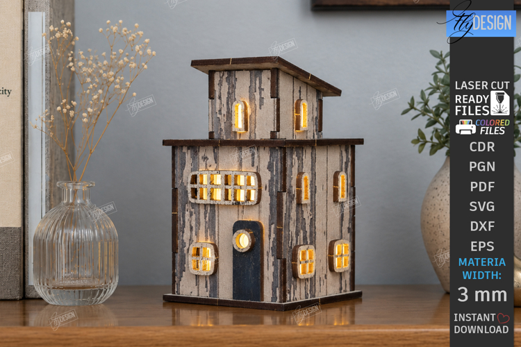 Wooden Mini House Nightlight Laser Cut | Home Decor | CNC