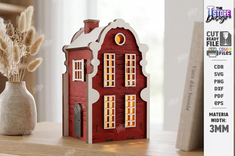 Mini House Nightlight Laser Cut | 3D Night Light | House SVG