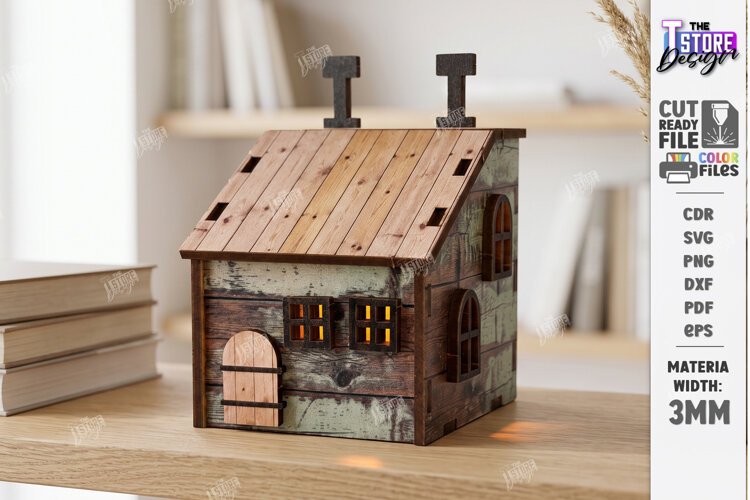 Mini House Nightlight Laser Cut | 3D Night Light | House SVG example image 1