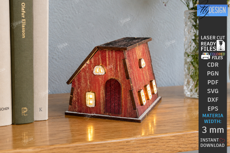 Wooden Mini House Nightlight Laser Cut | Home Decor | CNC