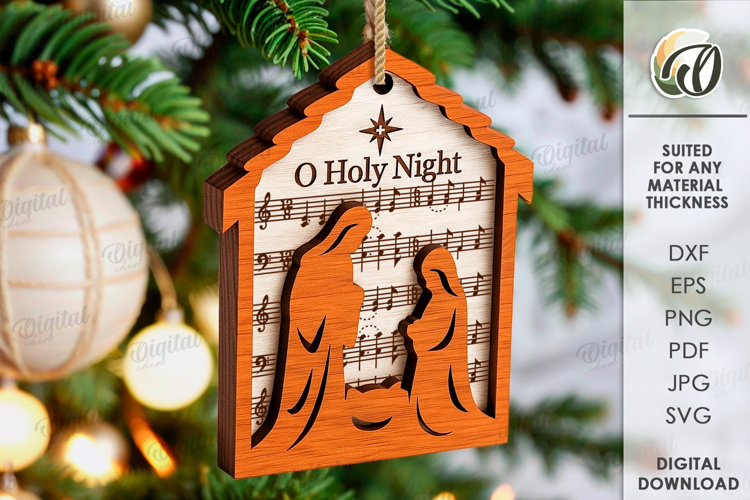 Nativity Ornament Laser Cut. Christmas Tree Decor SVG