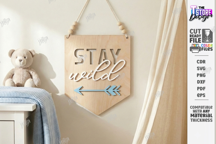 Nursery Wall Banner Laser Cut | Kids Room Sign | Wall Art