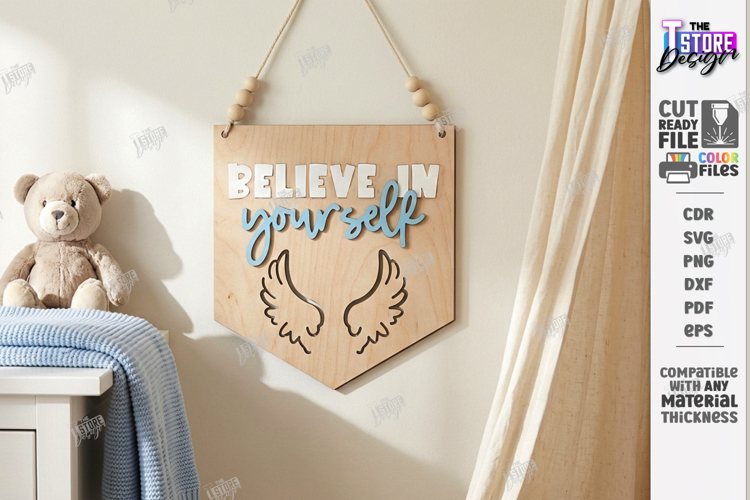 Nursery Wall Banner Laser Cut | Kids Room Sign | Wall Art