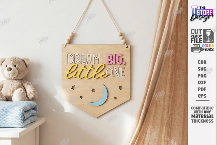 Nursery Wall Banner Laser Cut | Kids Room Sign | Wall Art