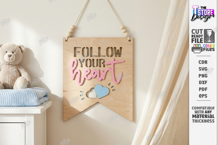 Nursery Wall Banner Laser Cut | Kids Room Sign | Wall Art